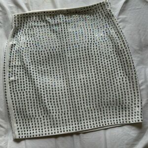 White Studded Mini Skirt